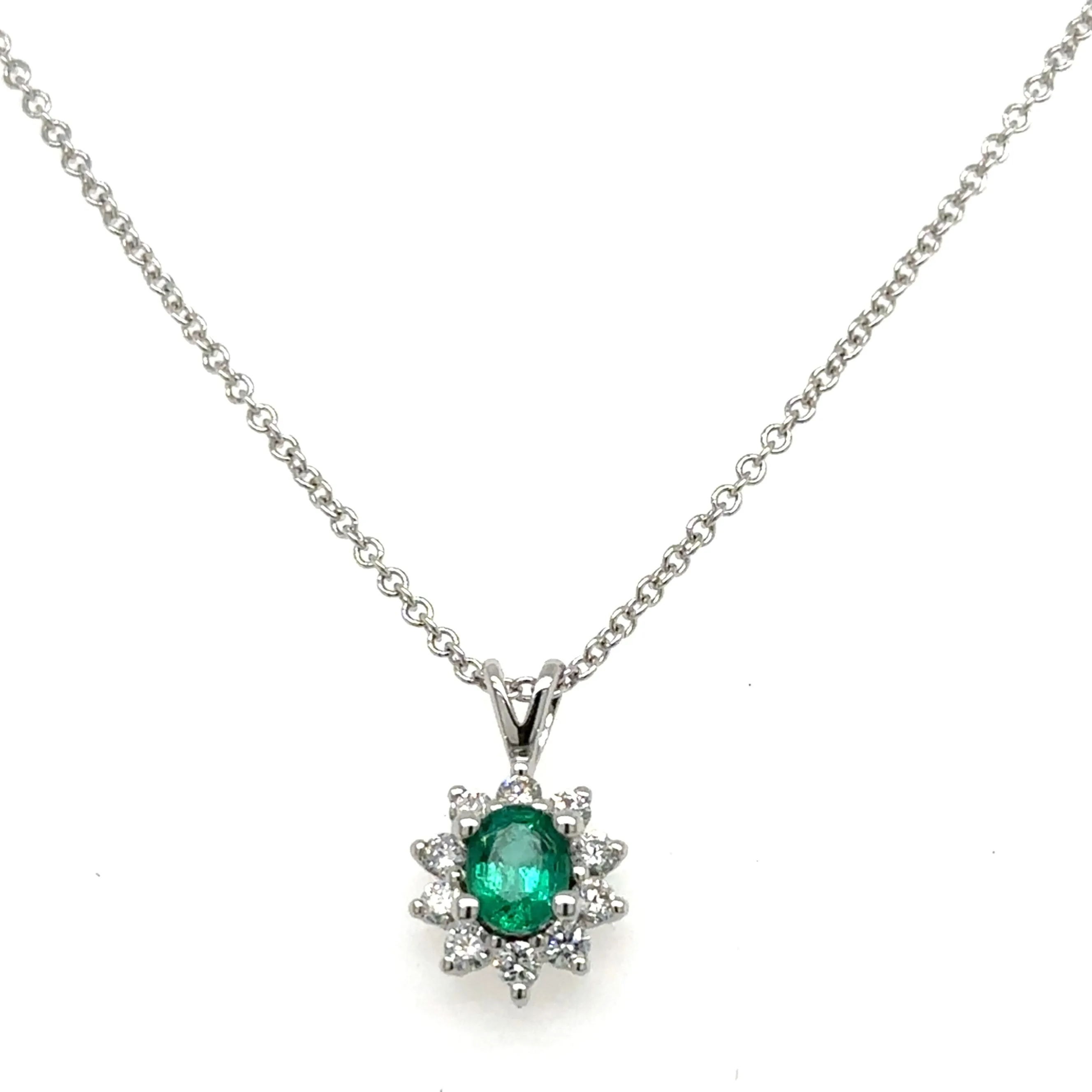 0.60ct tw Diamond & Emerald Pendant Necklace