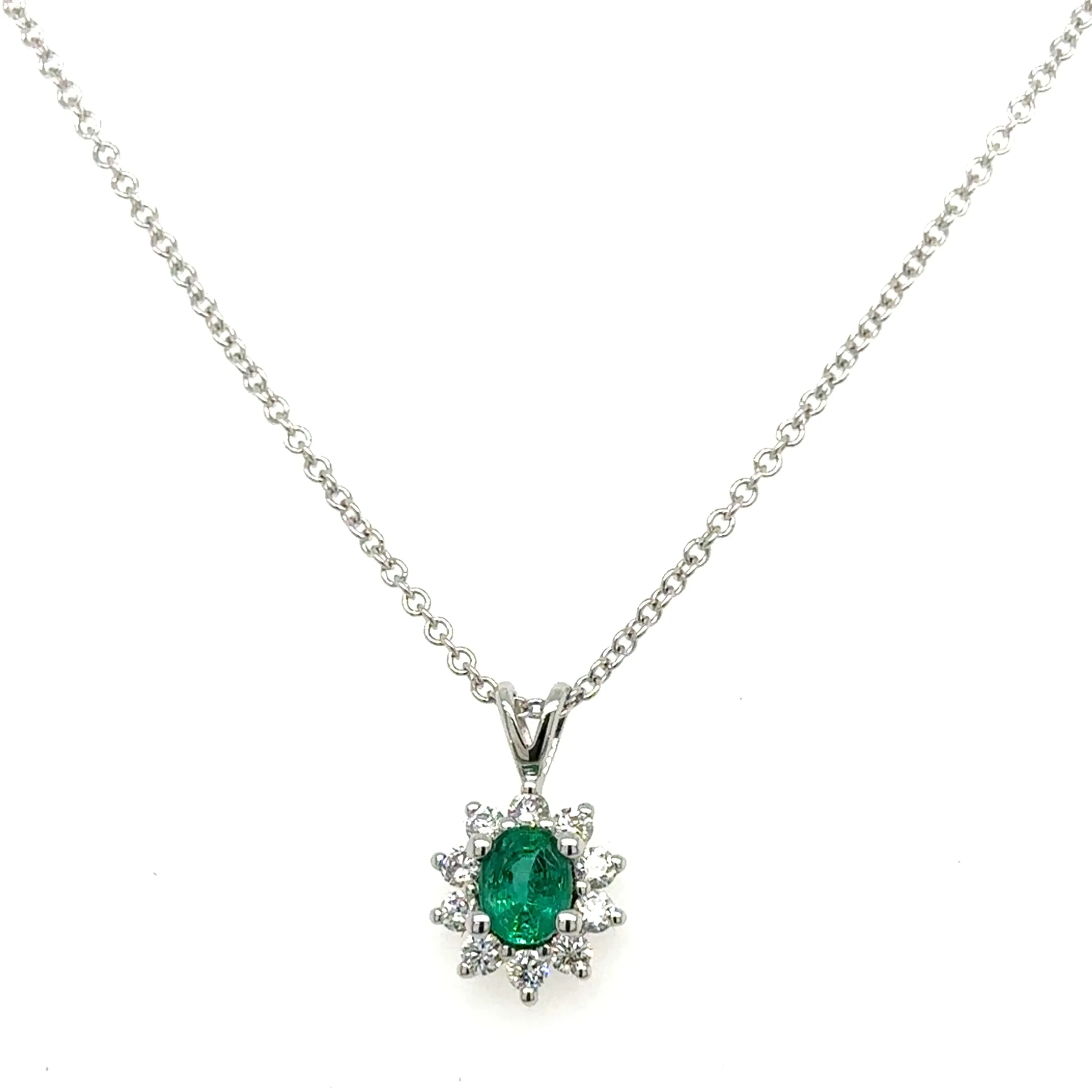 0.60ct tw Diamond & Emerald Pendant Necklace