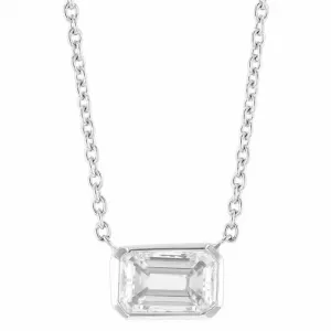 1.0 Ct Emerald Cut Diamond Pendant Necklace