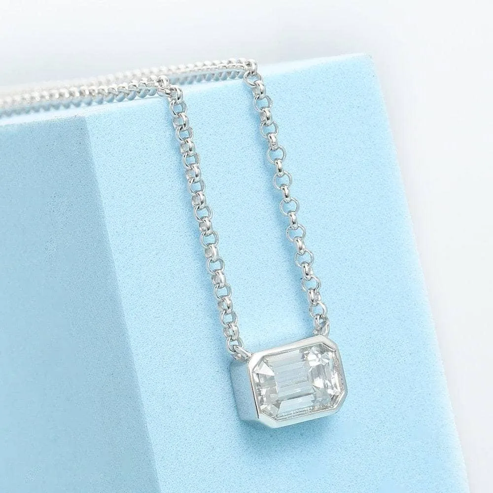 1.0 Ct Emerald Cut Diamond Pendant Necklace