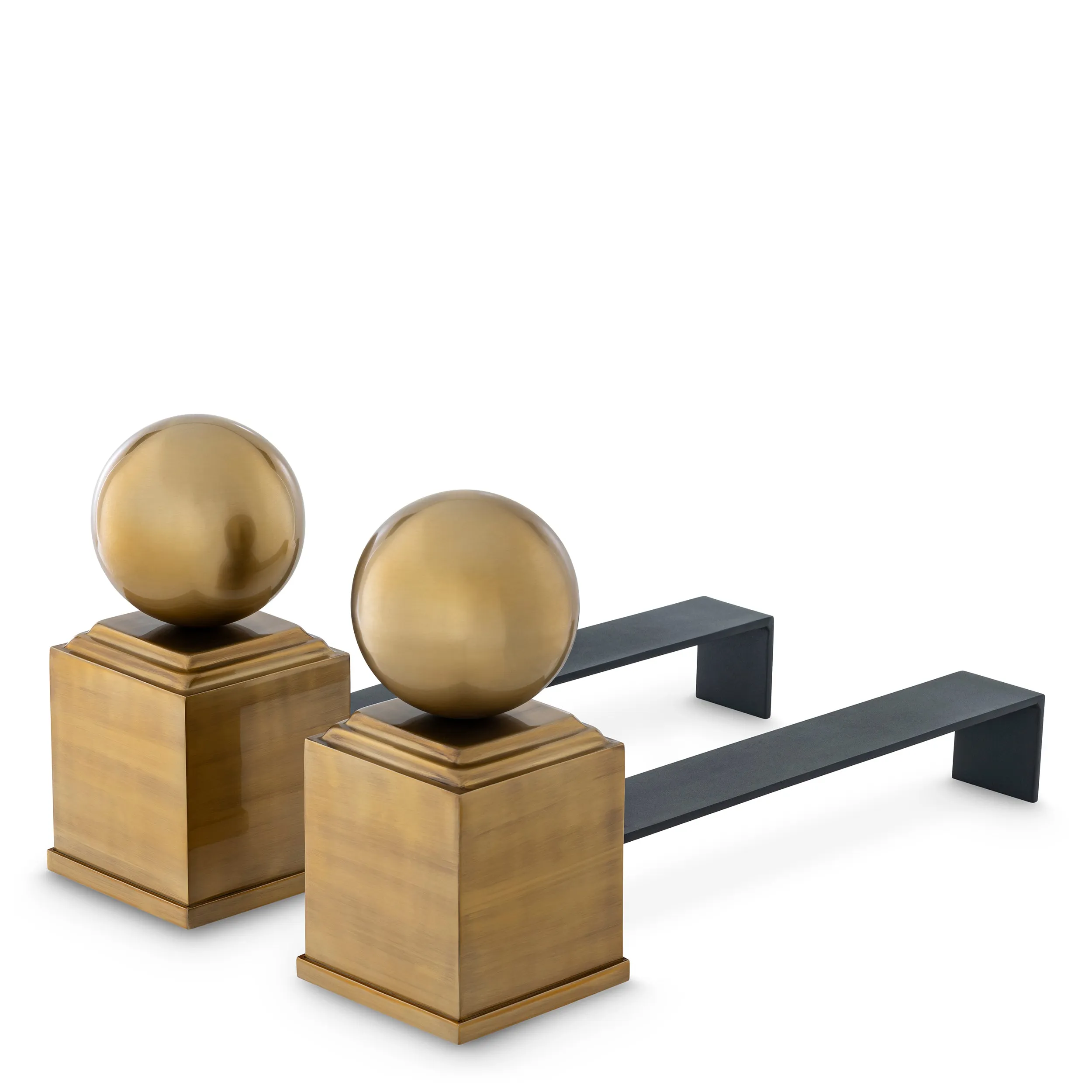 115442 - Andiron Viviers vintage brass finish set of 2