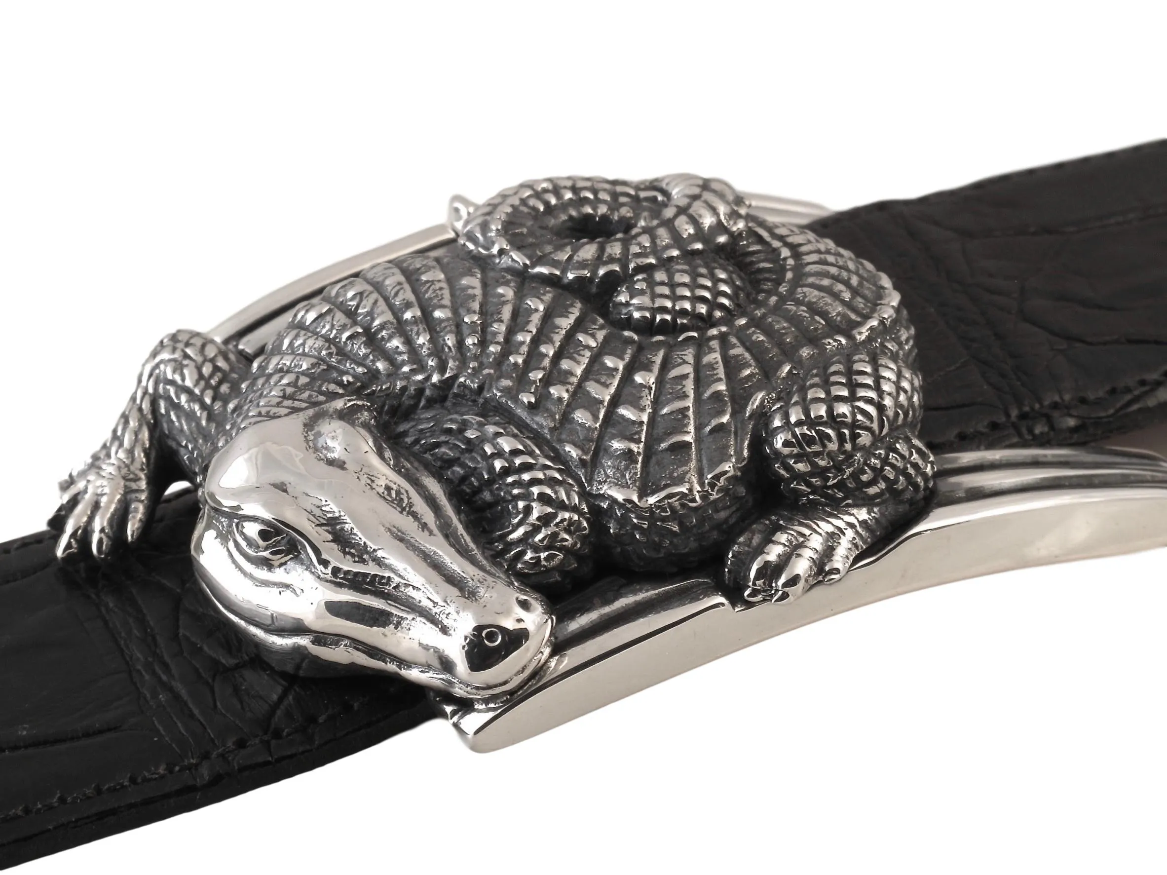 #1369 Curved Alligator Sterling Buckle