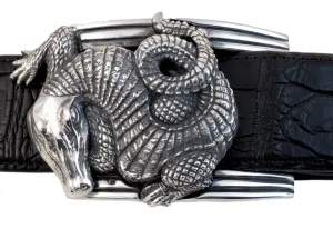 #1369 Curved Alligator Sterling Buckle