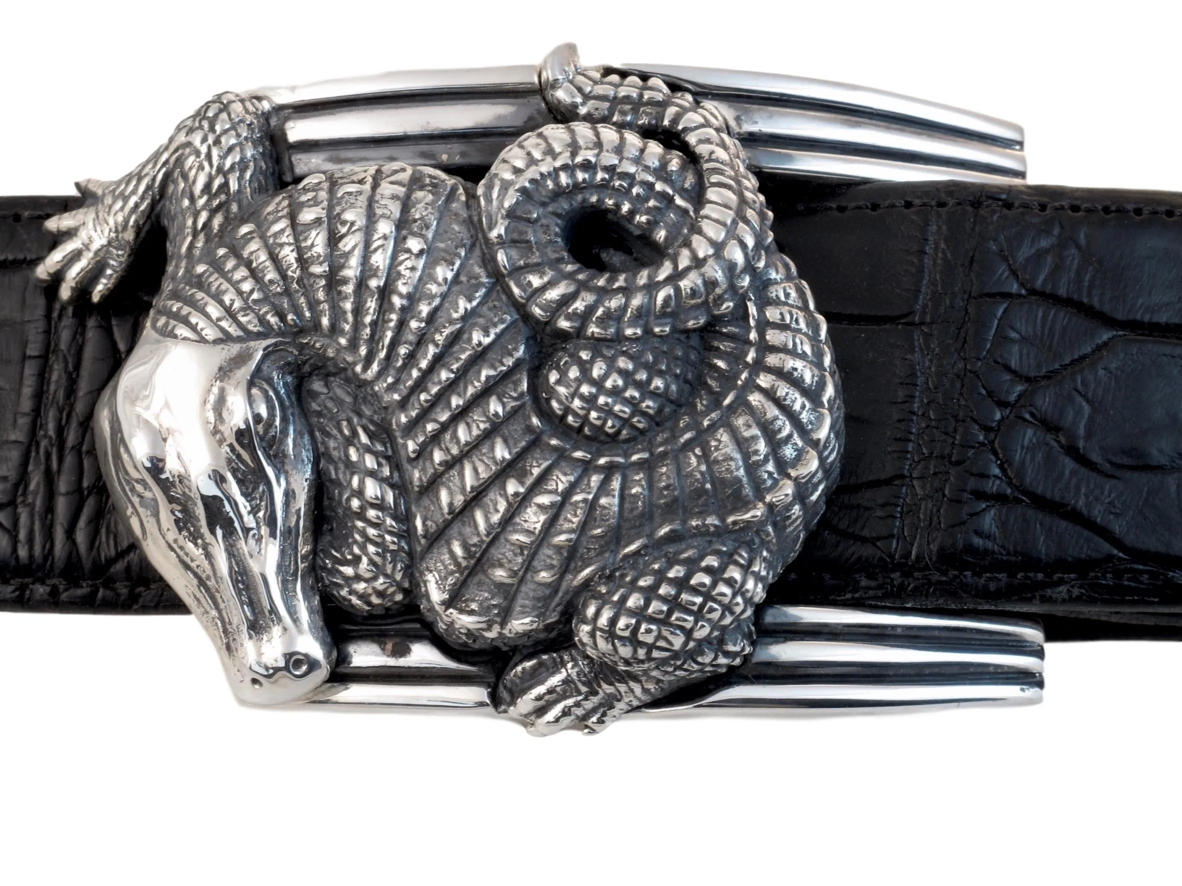 #1369 Curved Alligator Sterling Buckle
