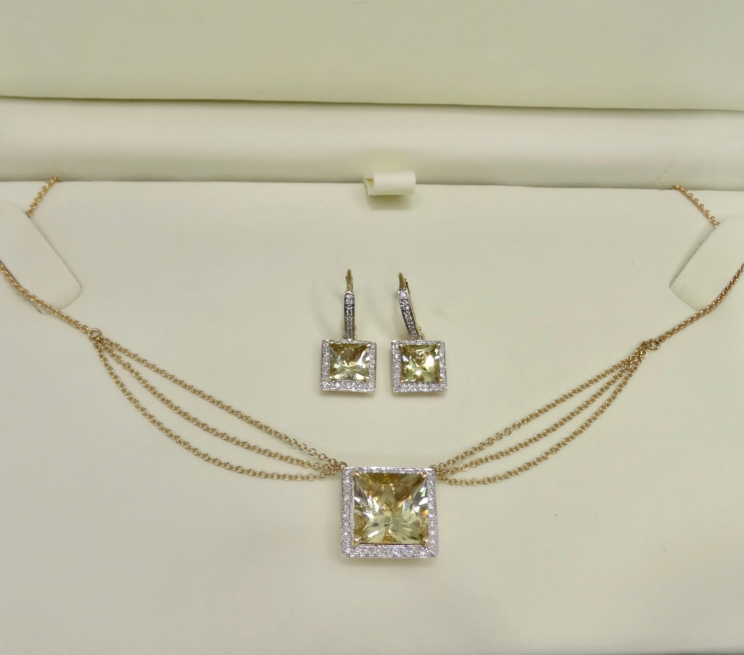 14K Gold Citrine Diamond Necklace