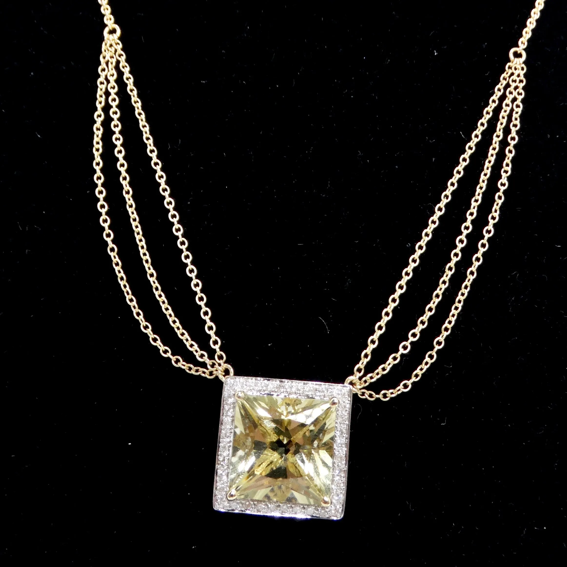 14K Gold Citrine Diamond Necklace