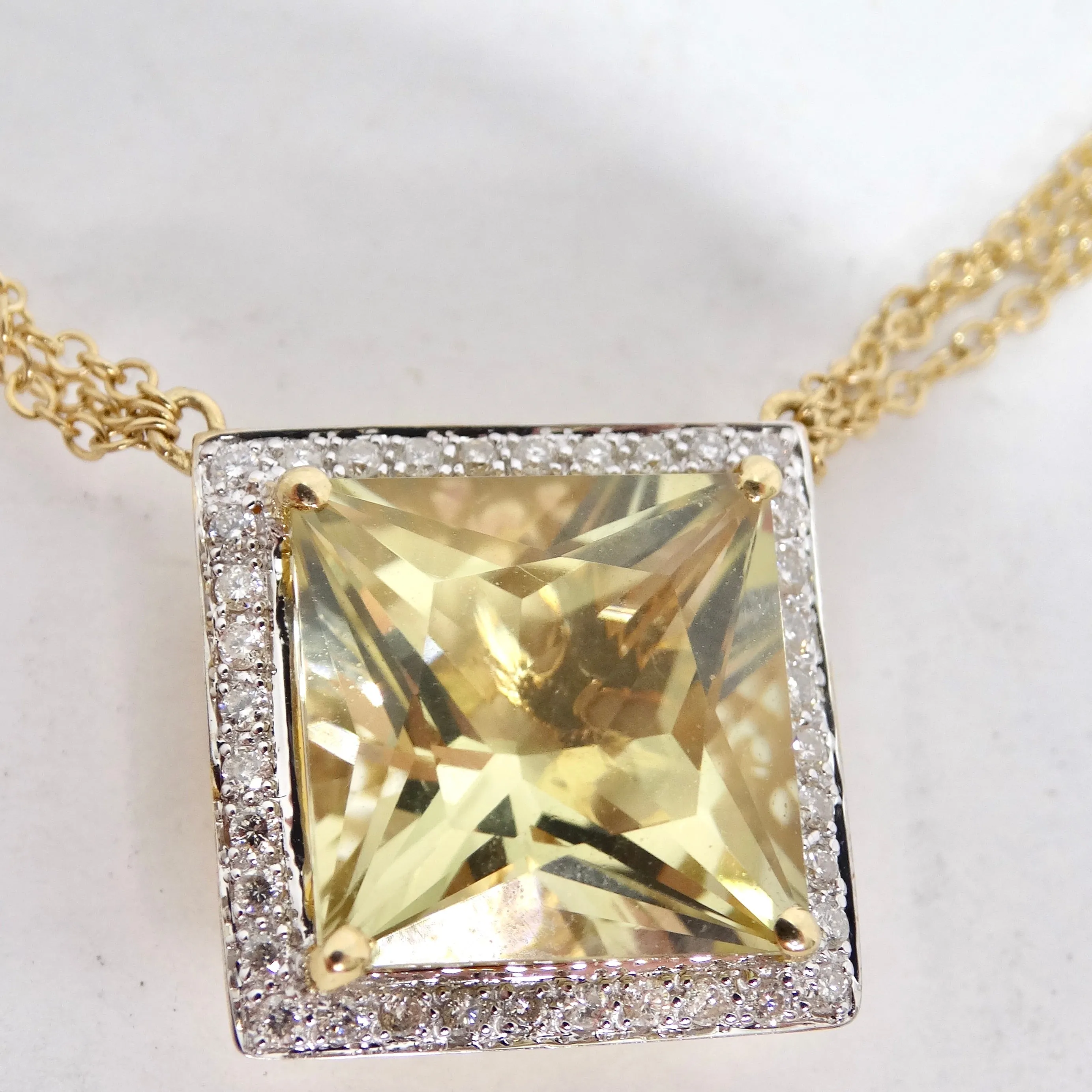 14K Gold Citrine Diamond Necklace