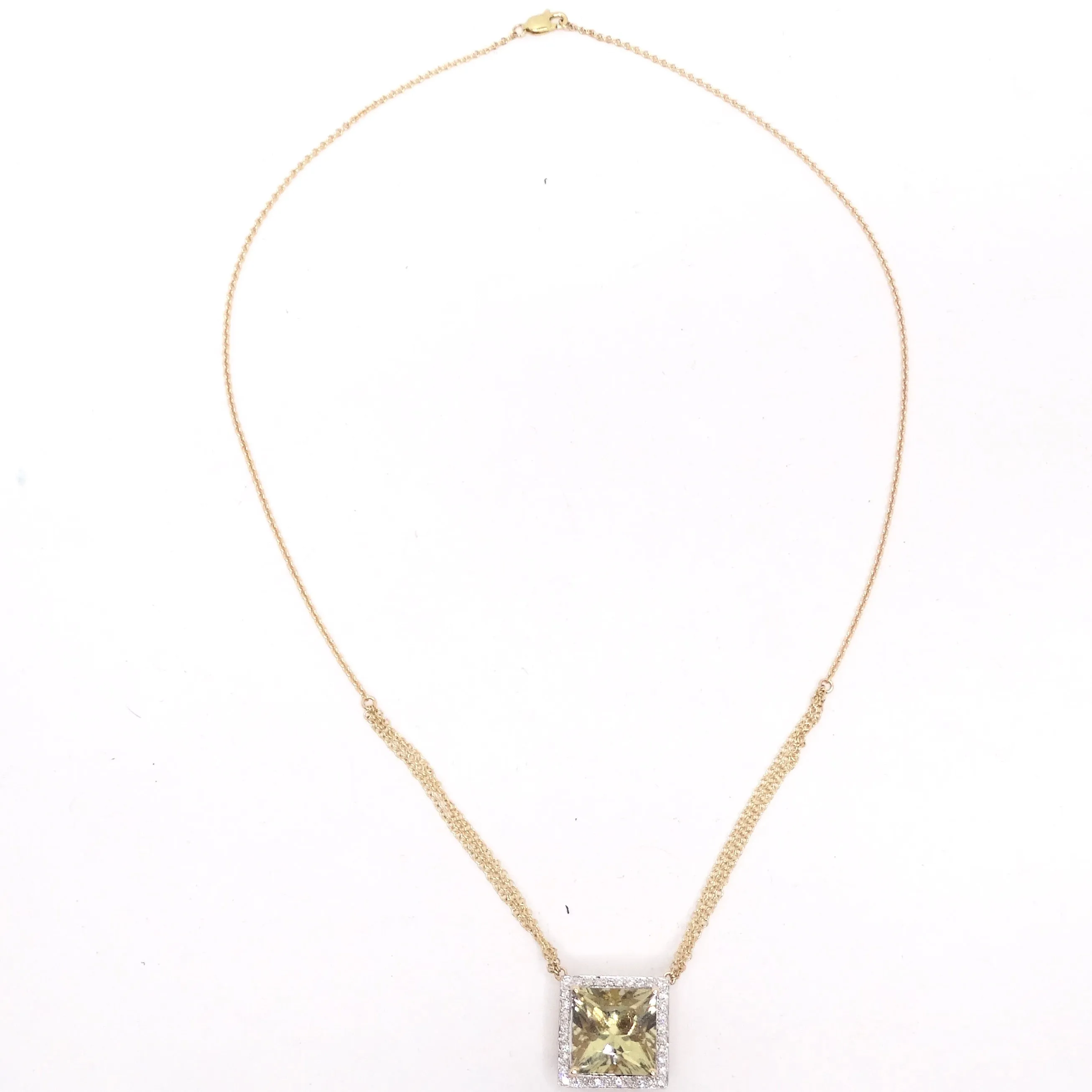 14K Gold Citrine Diamond Necklace