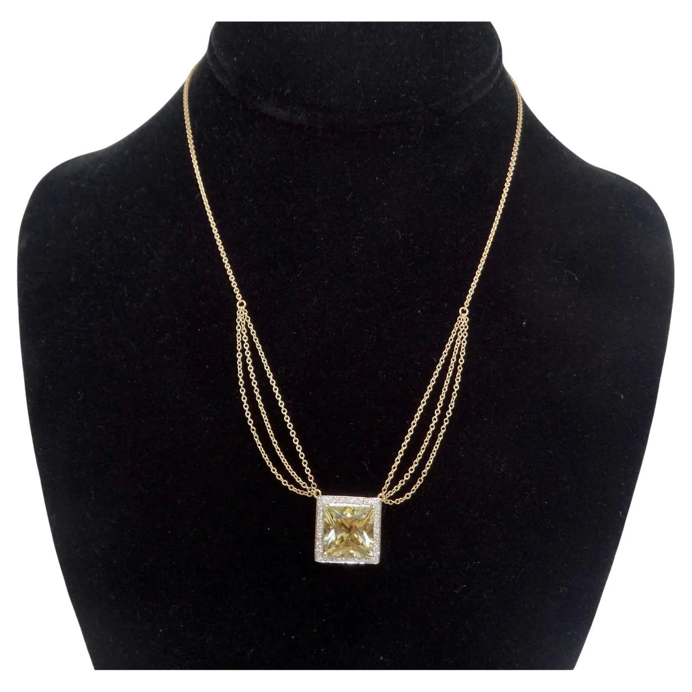 14K Gold Citrine Diamond Necklace