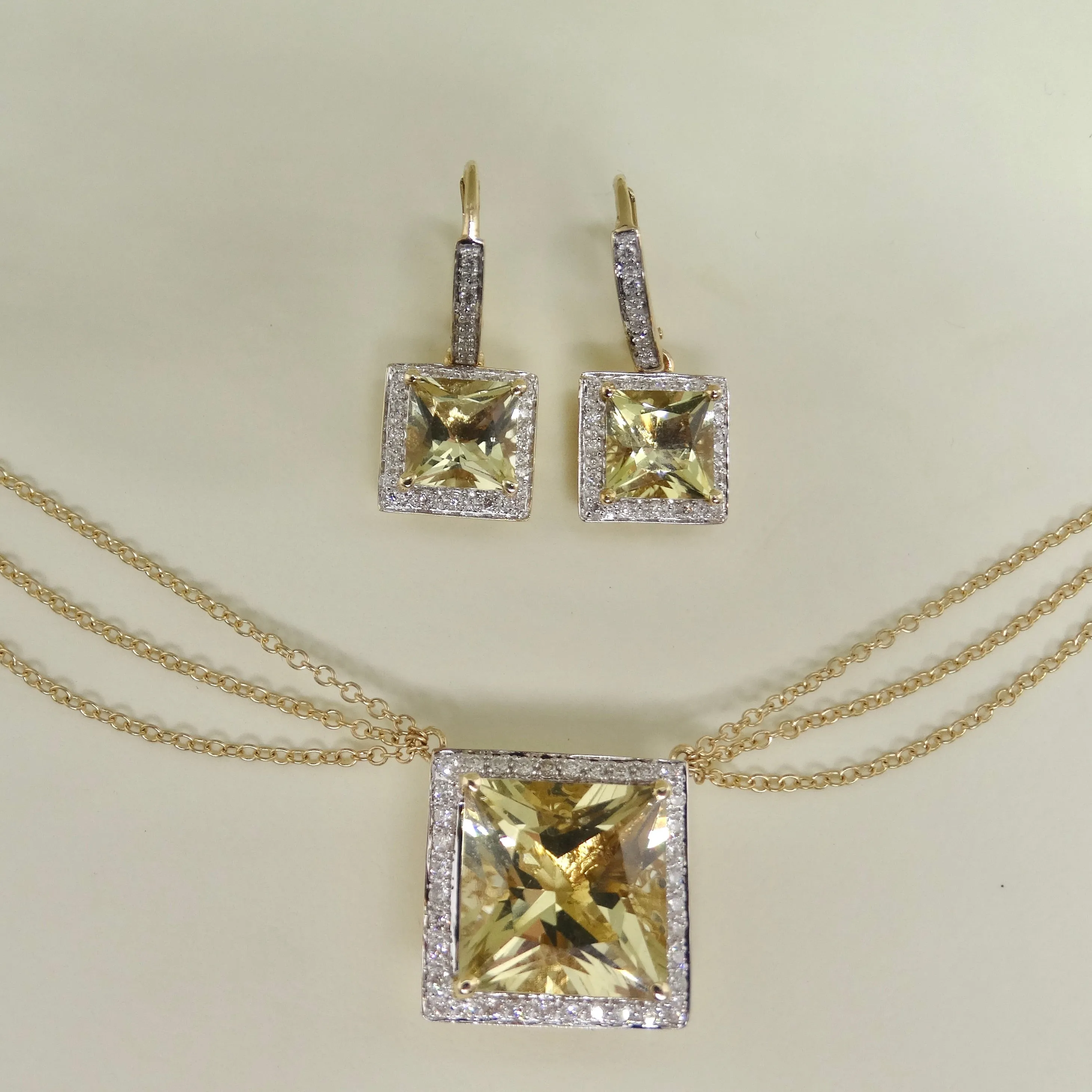 14K Gold Citrine Diamond Necklace