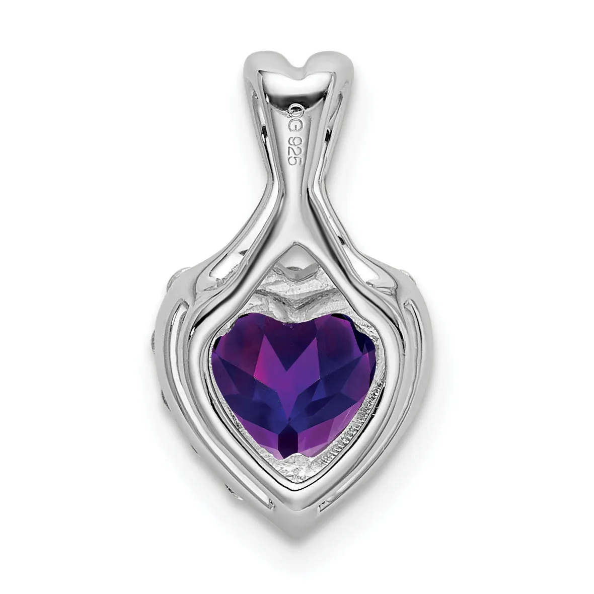 14k White Gold Amethyst and Diamond Halo Heart Pendant
