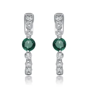 14K White Gold Emerald Earrings