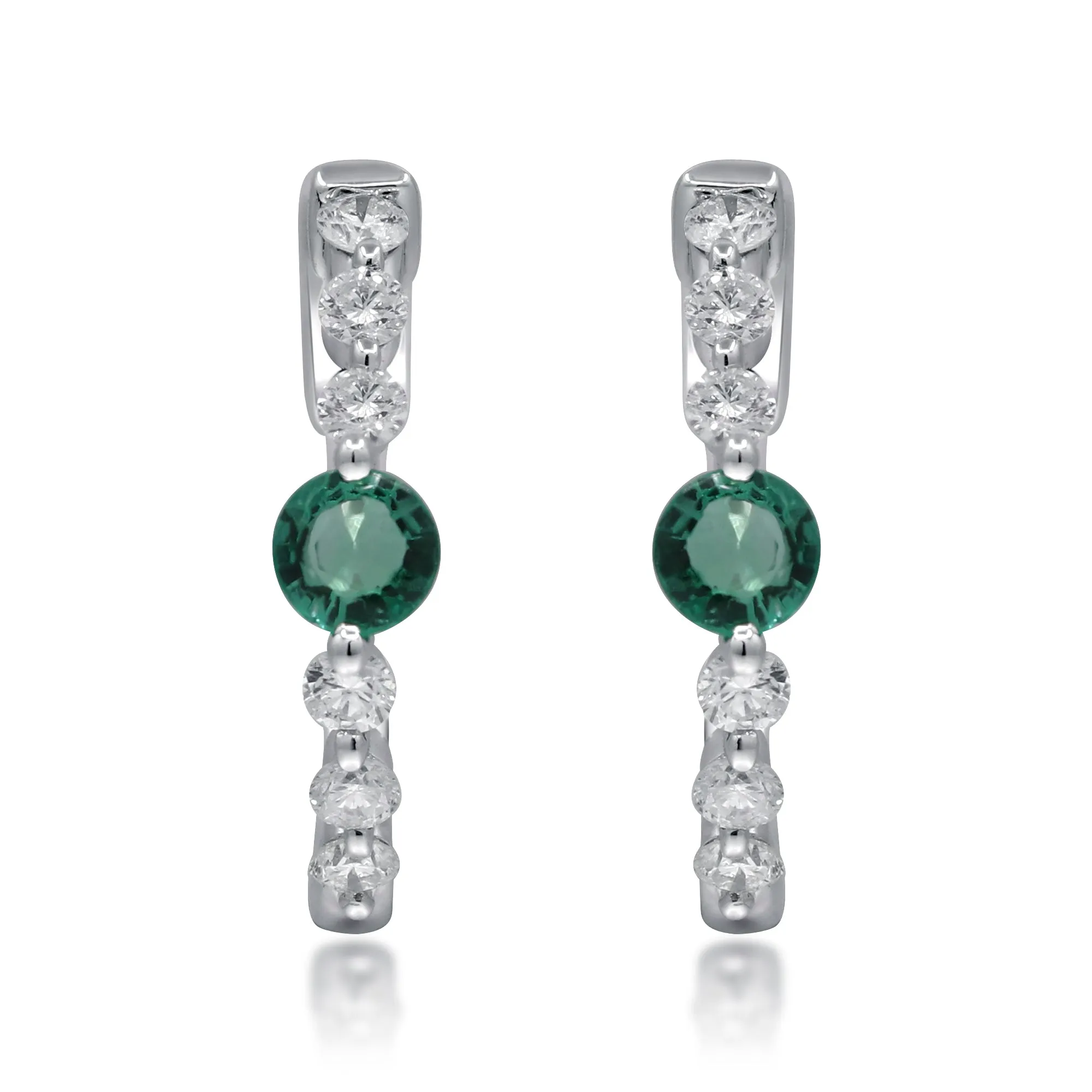 14K White Gold Emerald Earrings