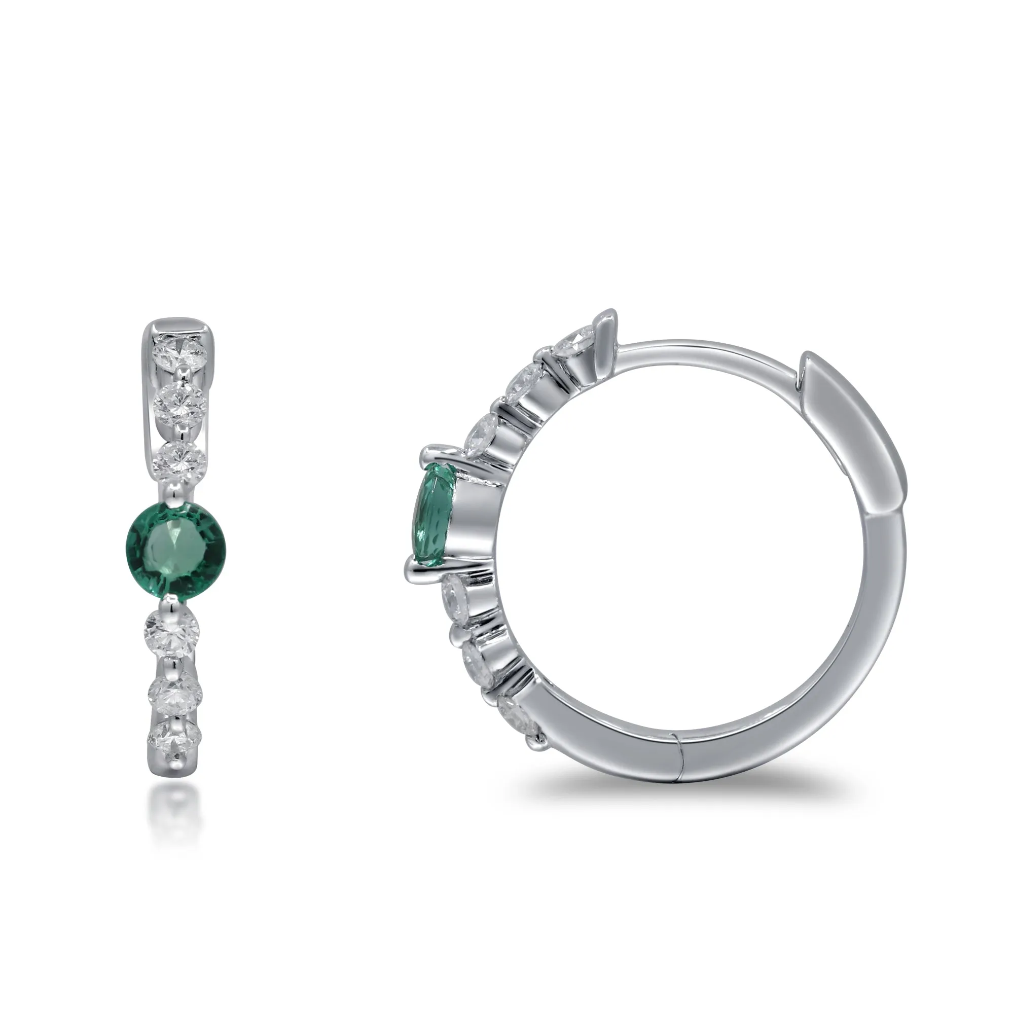14K White Gold Emerald Earrings