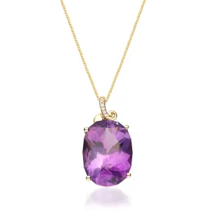 14K Yellow Gold Amethyst Pendant