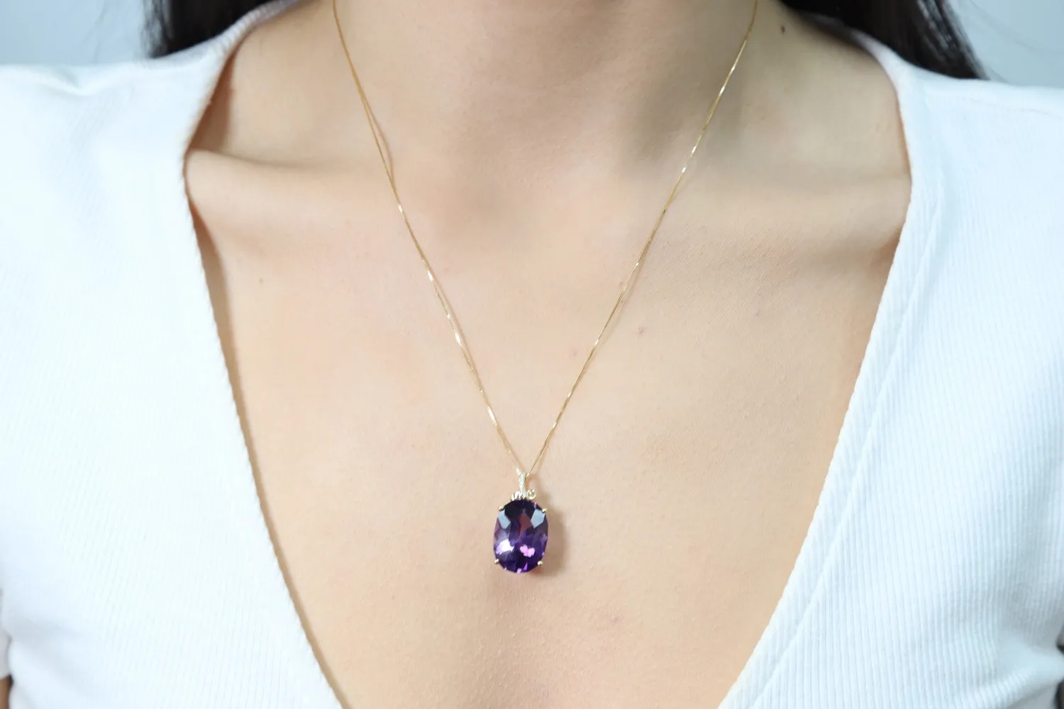 14K Yellow Gold Amethyst Pendant