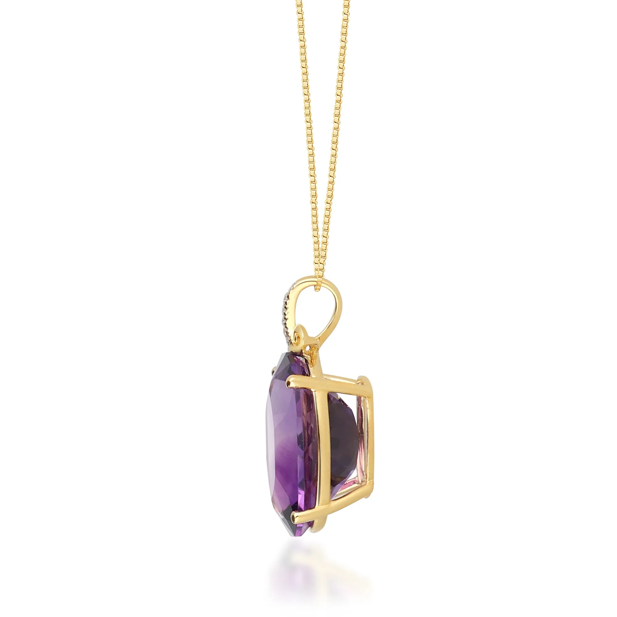 14K Yellow Gold Amethyst Pendant