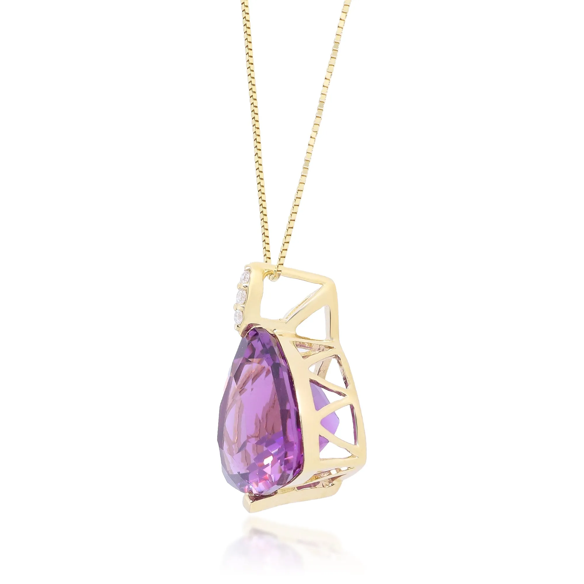 14K Yellow Gold Amethyst Pendant