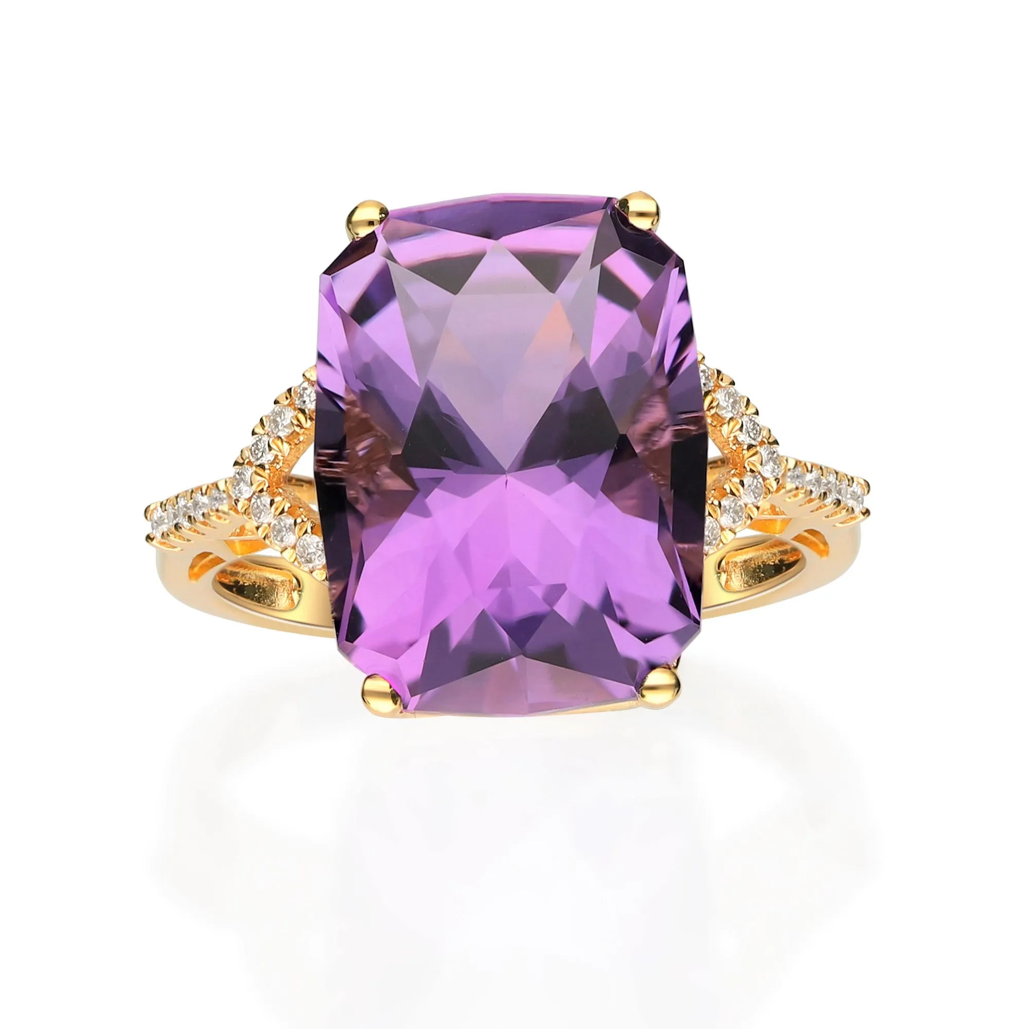 14K Yellow Gold Amethyst Ring