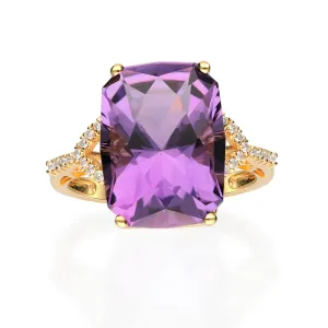 14K Yellow Gold Amethyst Ring
