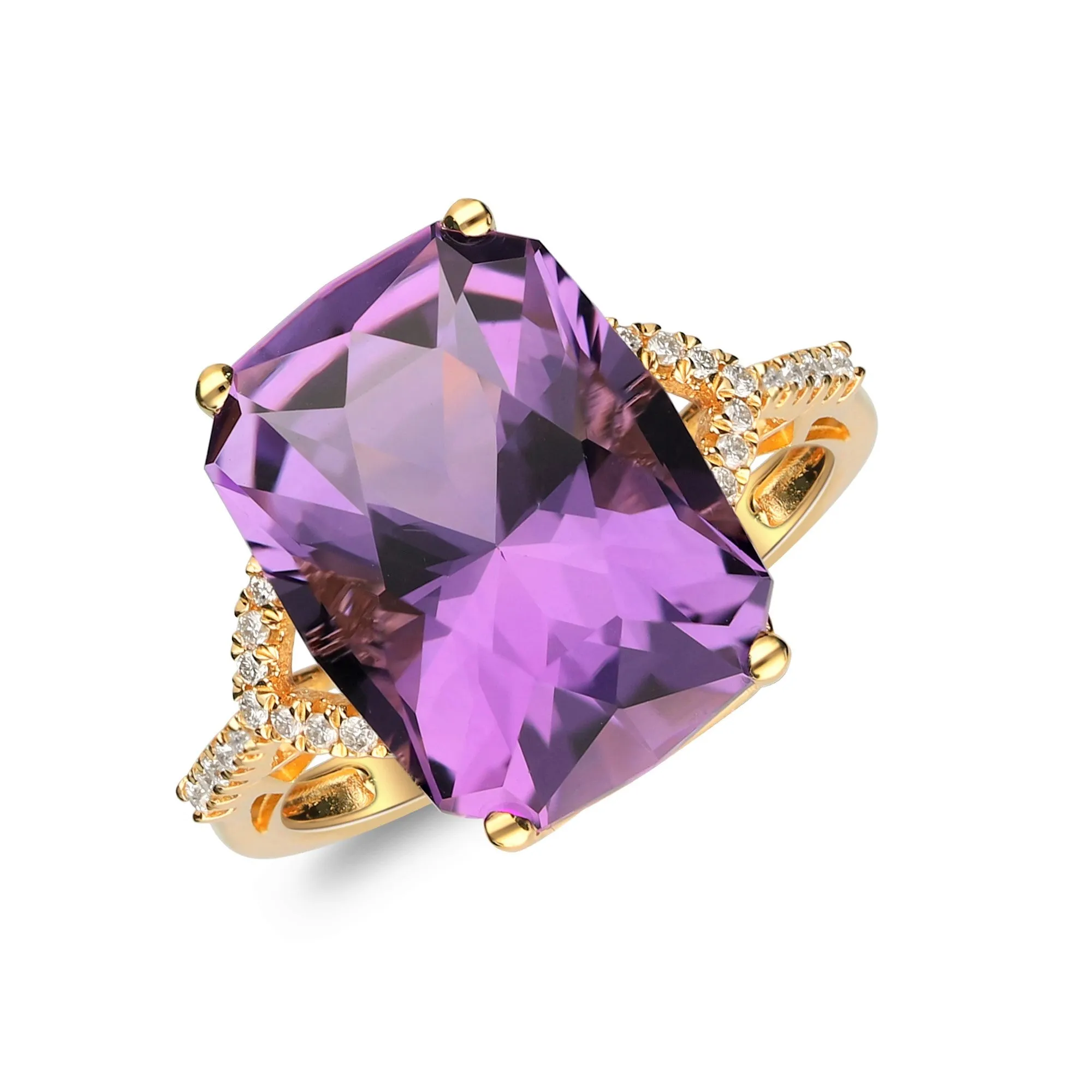 14K Yellow Gold Amethyst Ring