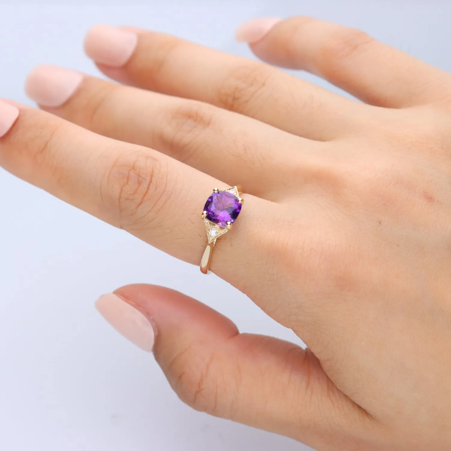 14K Yellow Gold Amethyst Ring