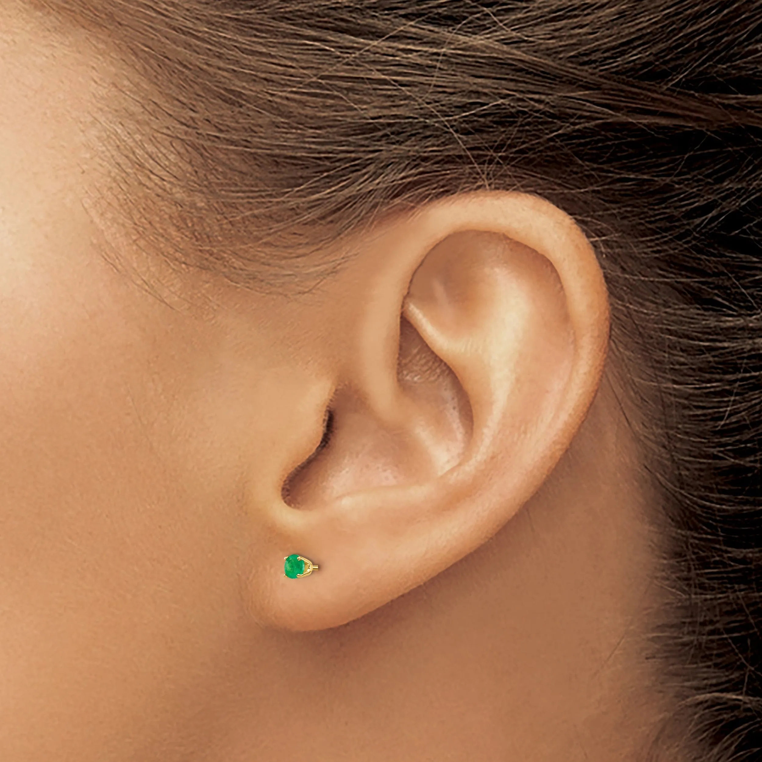 14k Yellow Gold Emerald Birthstone Earrings
