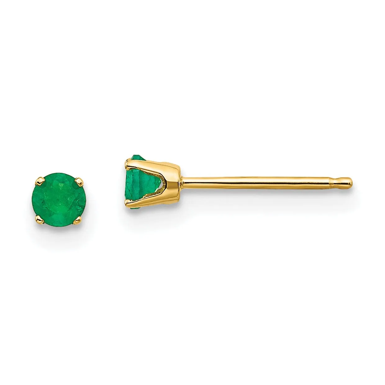 14k Yellow Gold Emerald Birthstone Earrings