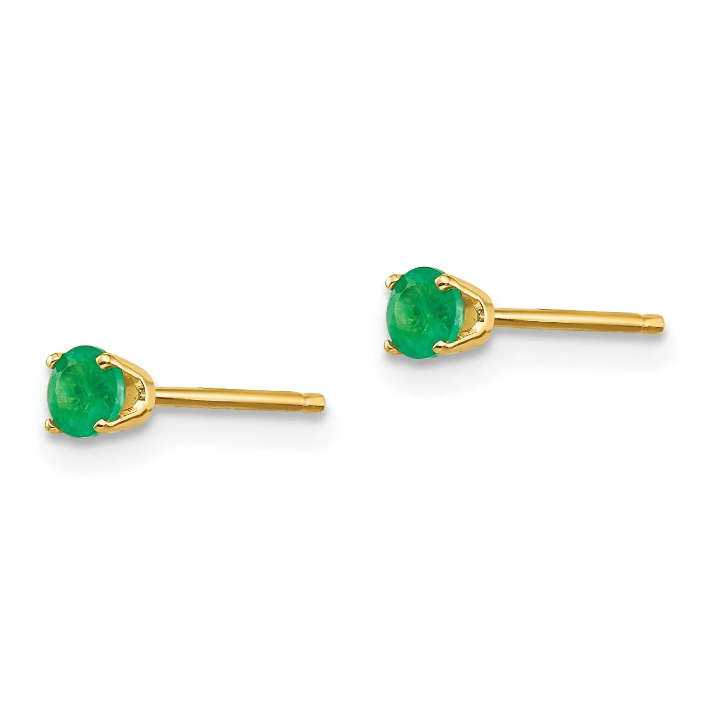 14k Yellow Gold Emerald Birthstone Earrings