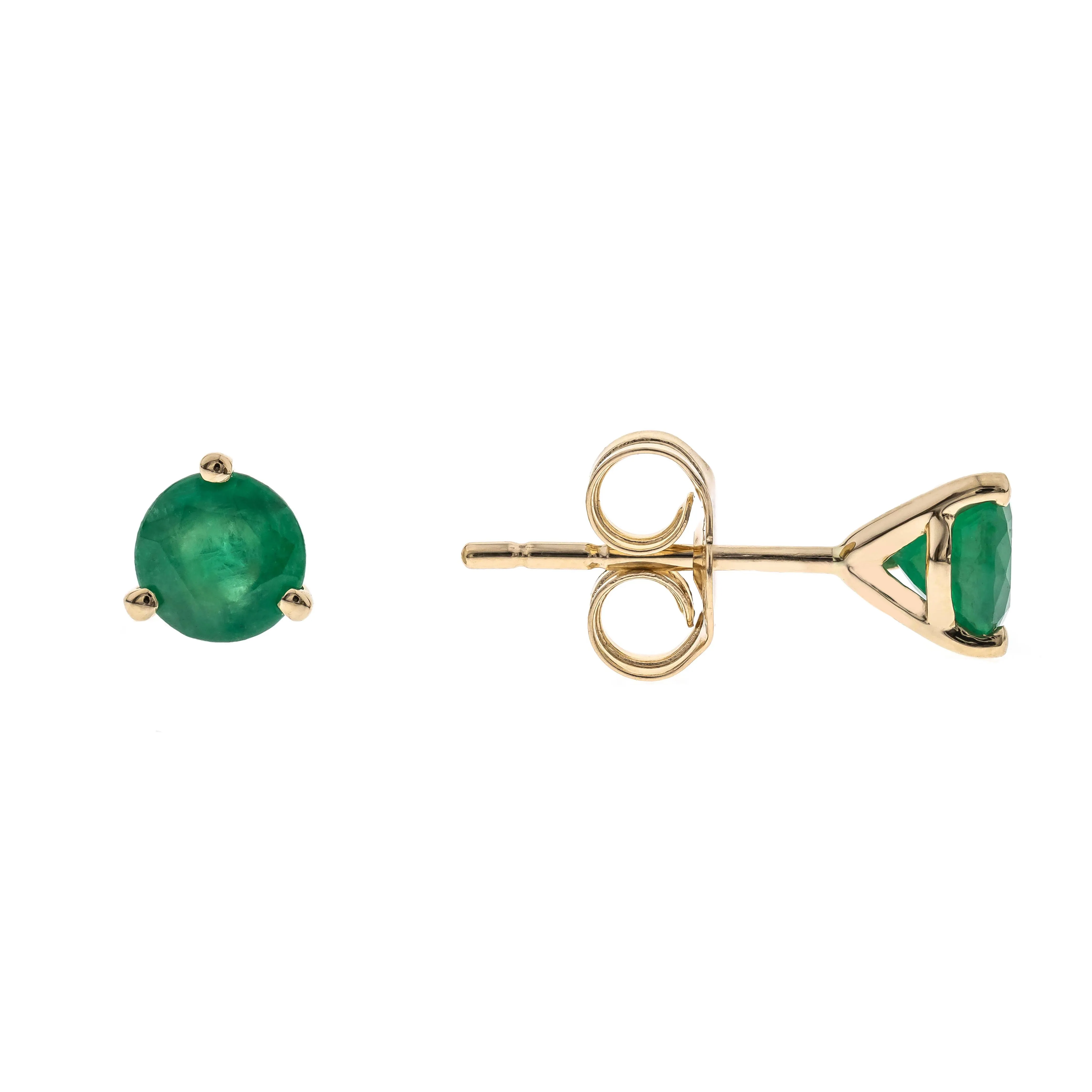 14K Yellow Gold Emerald Earrings