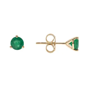 14K Yellow Gold Emerald Earrings
