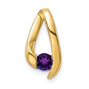 14k Yellow Gold Round Amethyst Pendant