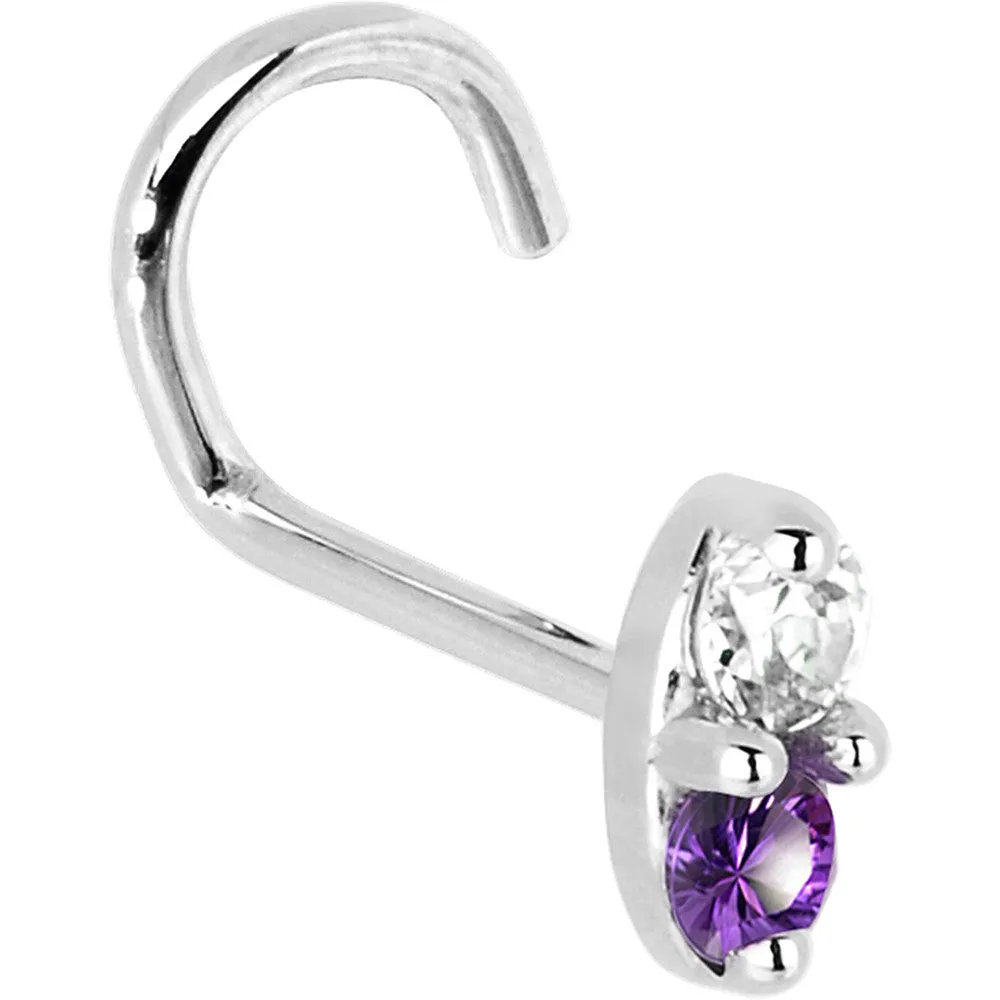 14kt White Gold Amethyst 1.5mm CZ Marquise Nose Ring