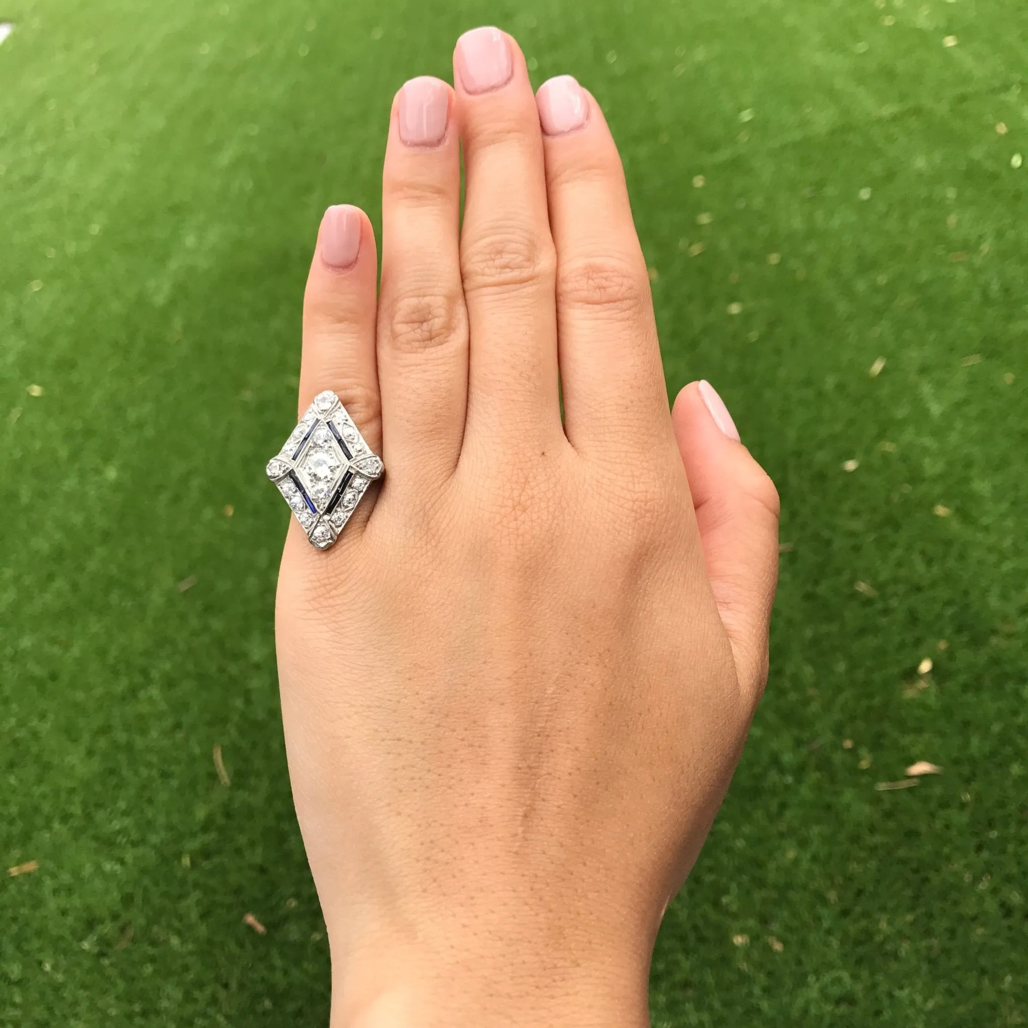 1.82ctw Edwardian Diamond Lozenge Dinner Ring