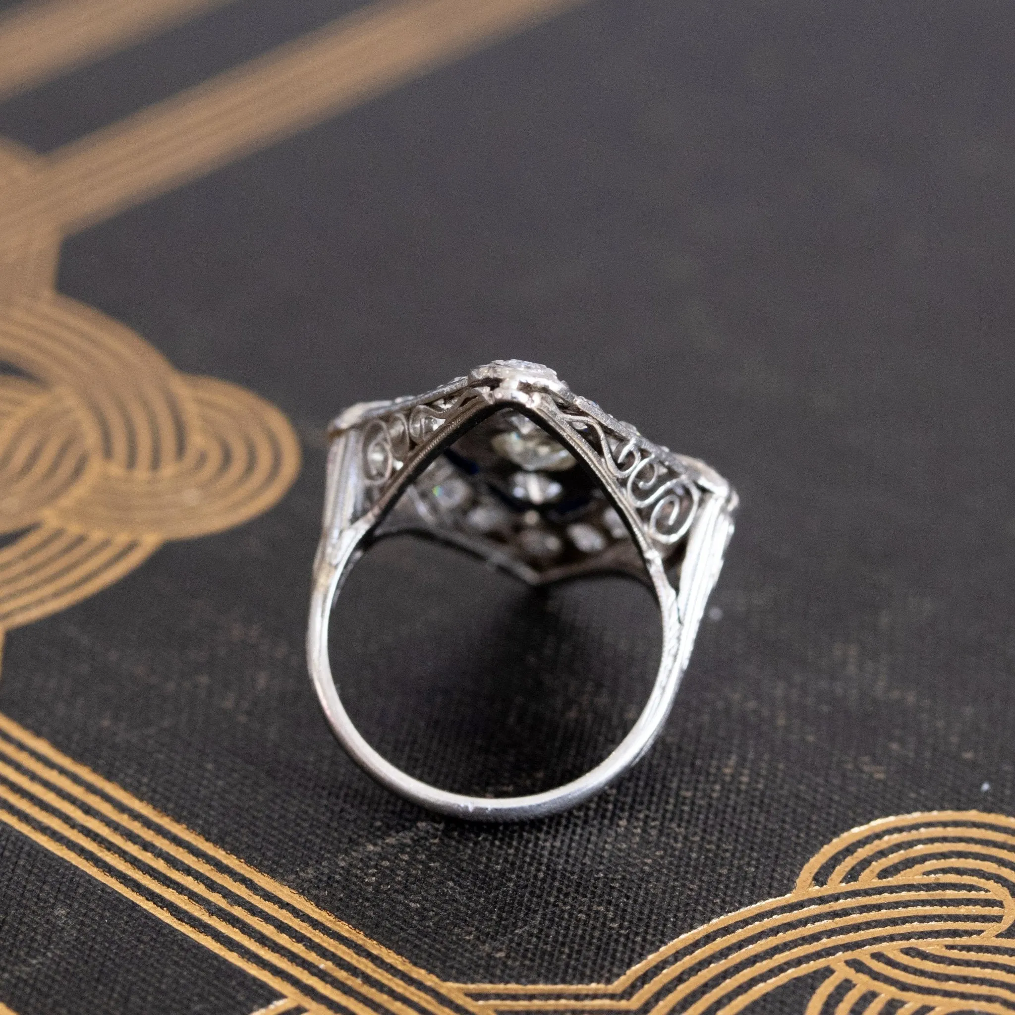 1.82ctw Edwardian Diamond Lozenge Dinner Ring