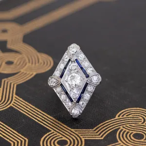 1.82ctw Edwardian Diamond Lozenge Dinner Ring