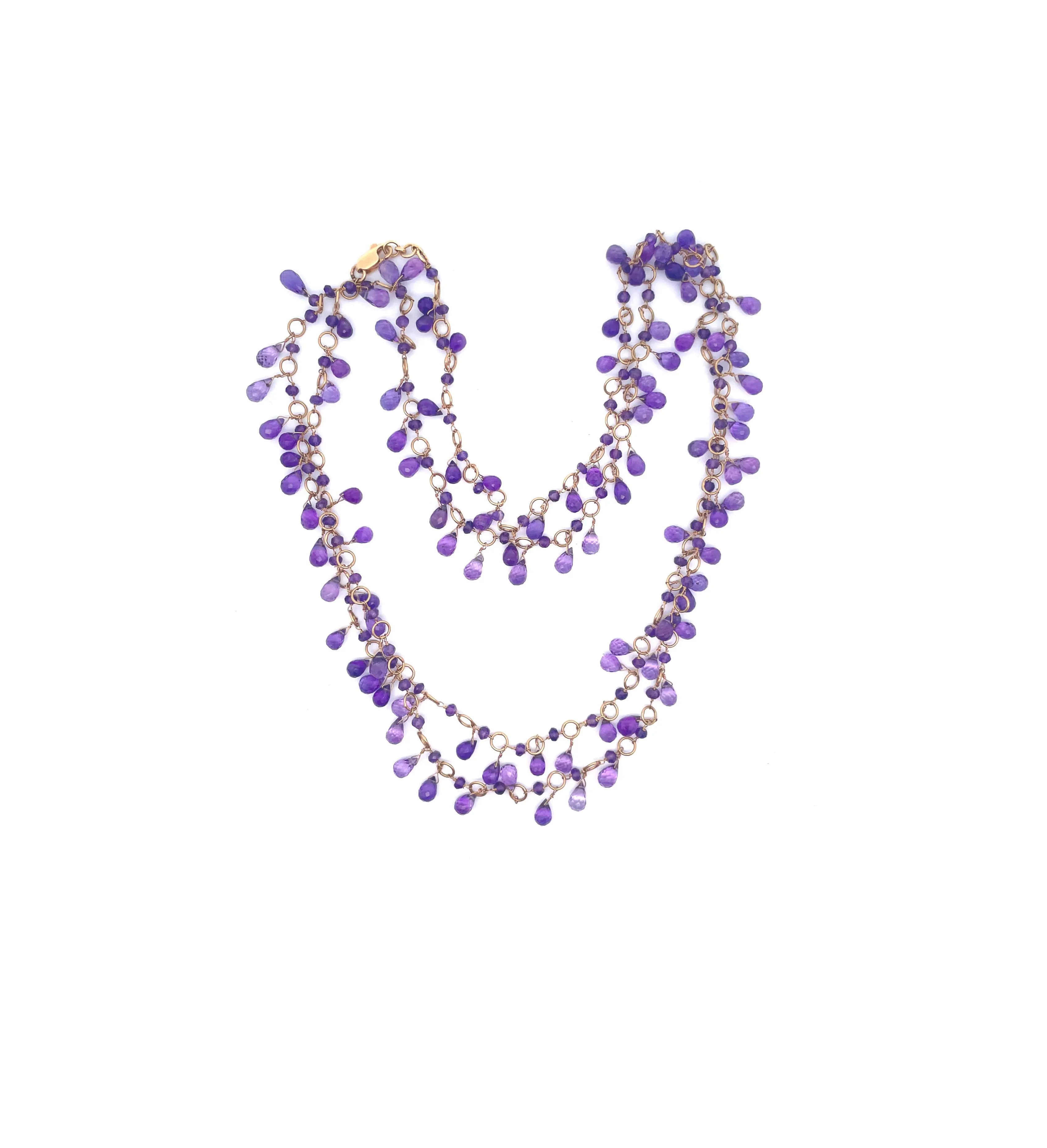 18K Gold and Amethyst Cascade Necklace