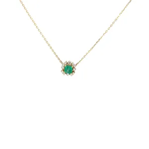18KY .75CT COLOMBIAN EMERALD PRINCESS CUT /.20CT PRINCESS CUT AND .20CT ROUND DIAMOND FVS2 PENDANT