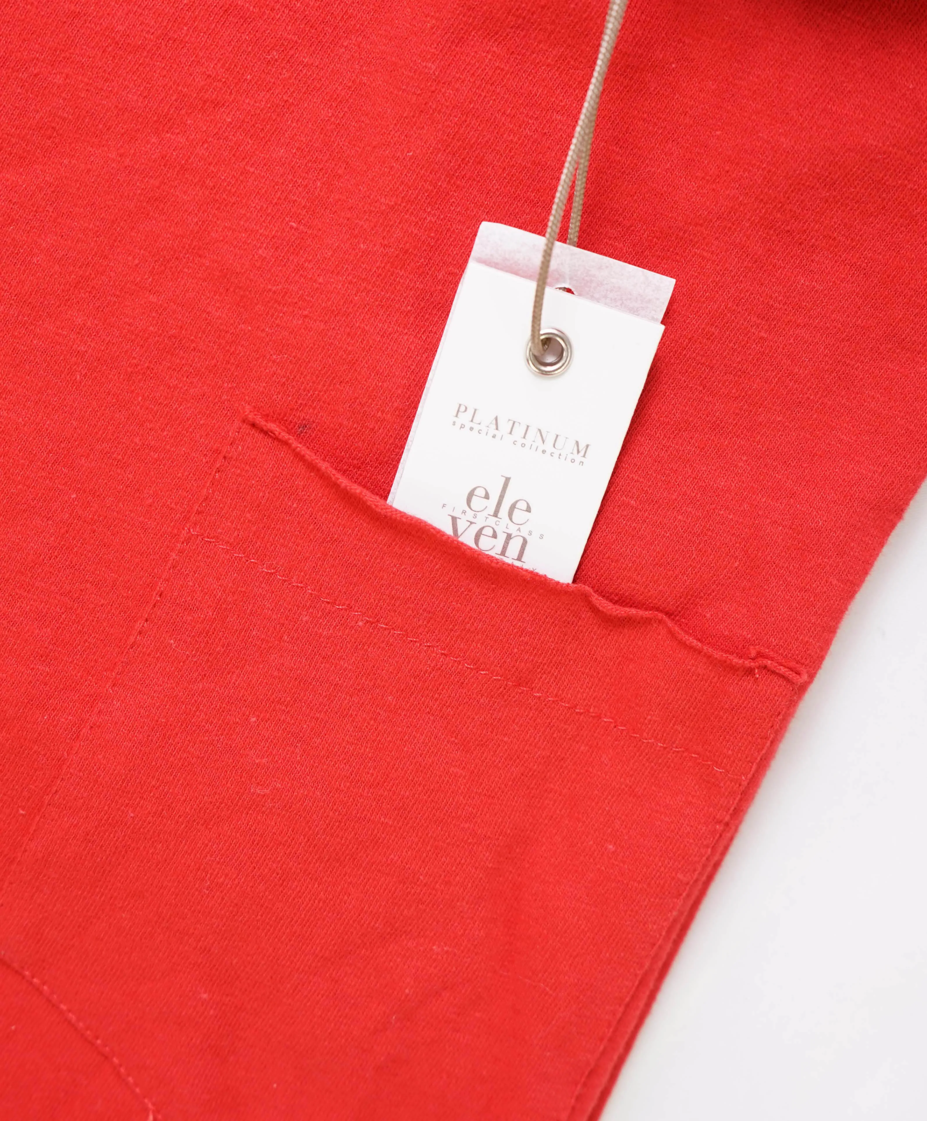 $195 ELEVENTY - Cotton Red Short Sleeve T W Front Pocket - M