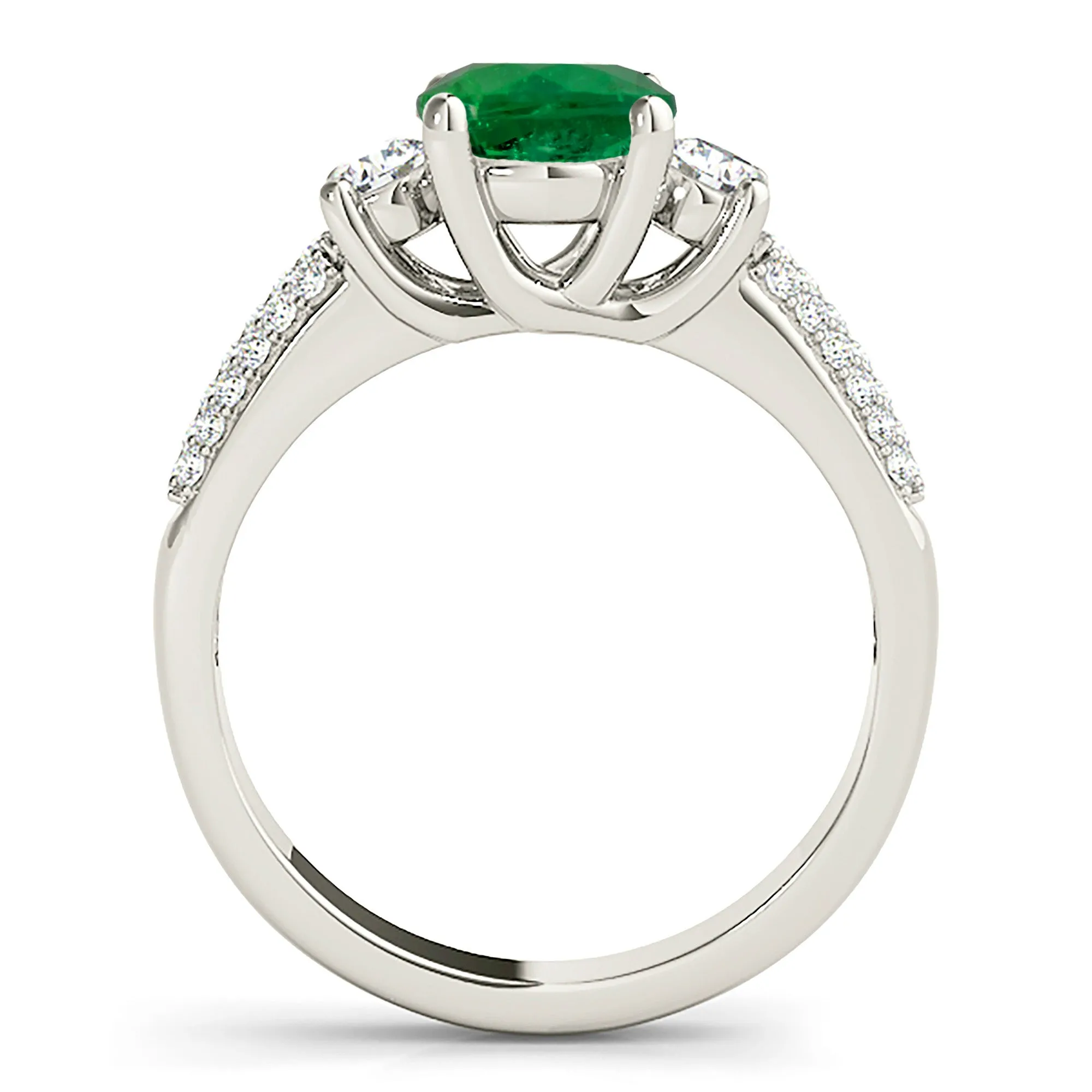 2.00 ct. Genuine Emerald Lucida Style With Side Diamonds
