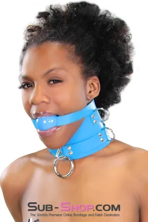 2444A      Candy Blue Leather Classic Ball Gag Strap, Royal Blue Ball