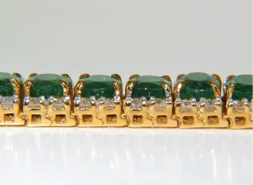 27.65 Carat Natural Vivid Green Emerald Diamond Bracelet F/VS 14kt Ref 12324