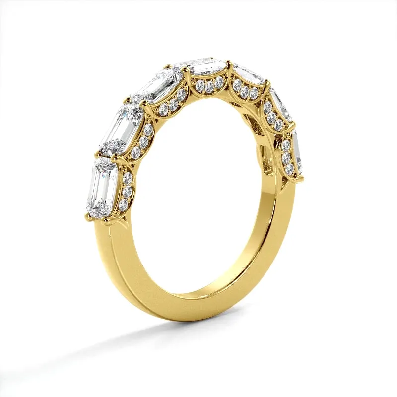 3.01 ct. Round And Emerald Diamond Wedding Band