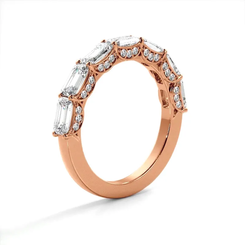 3.01 ct. Round And Emerald Diamond Wedding Band