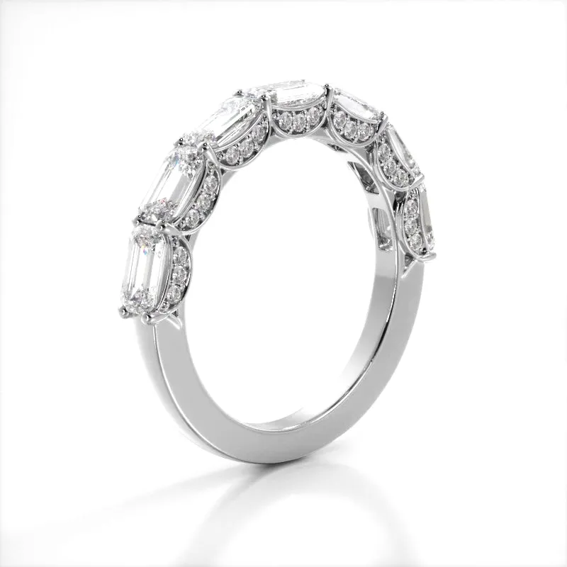 3.01 ct. Round And Emerald Diamond Wedding Band