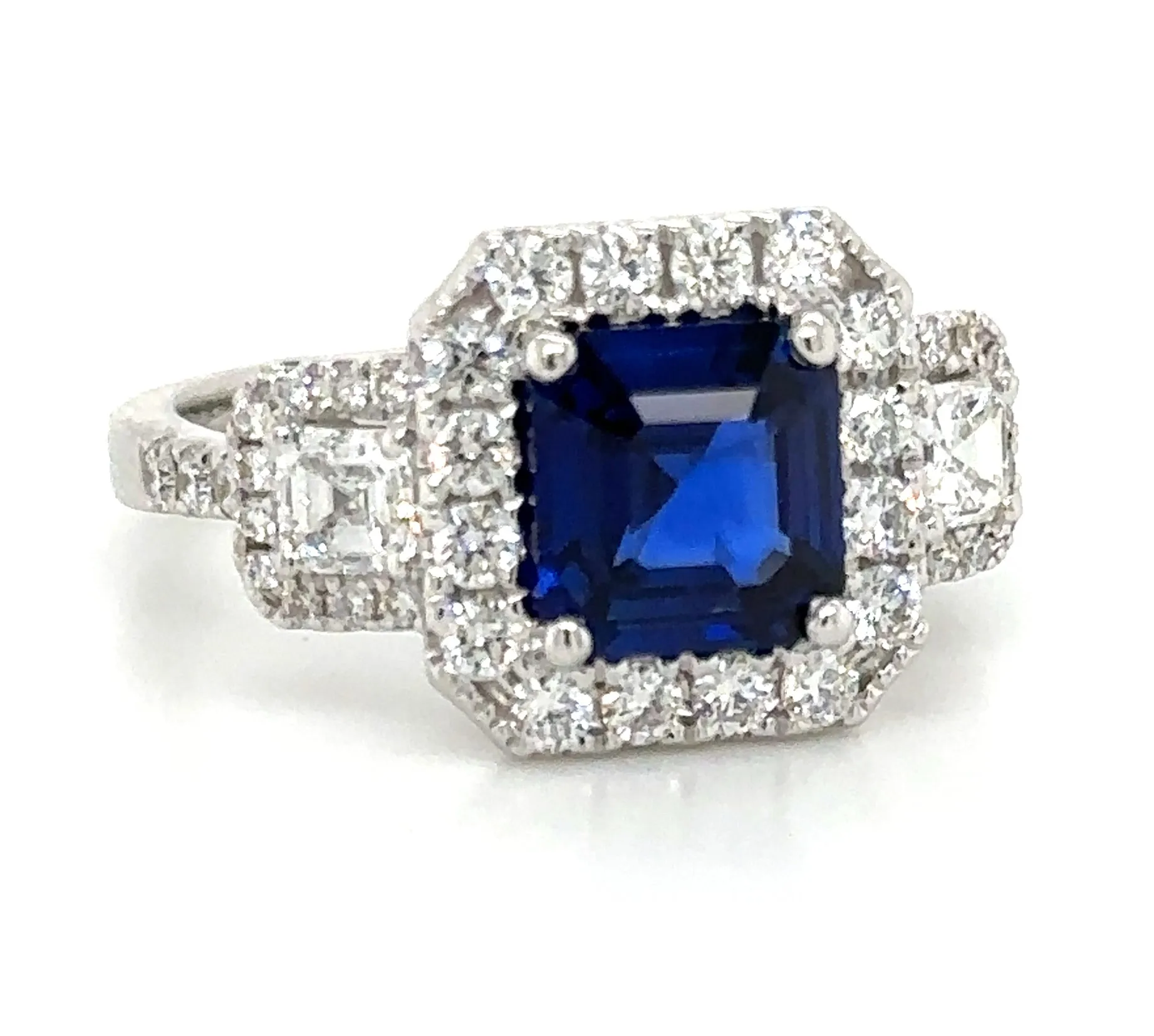 3.03ct tw Sapphire Emerald Cut Diamond Ring