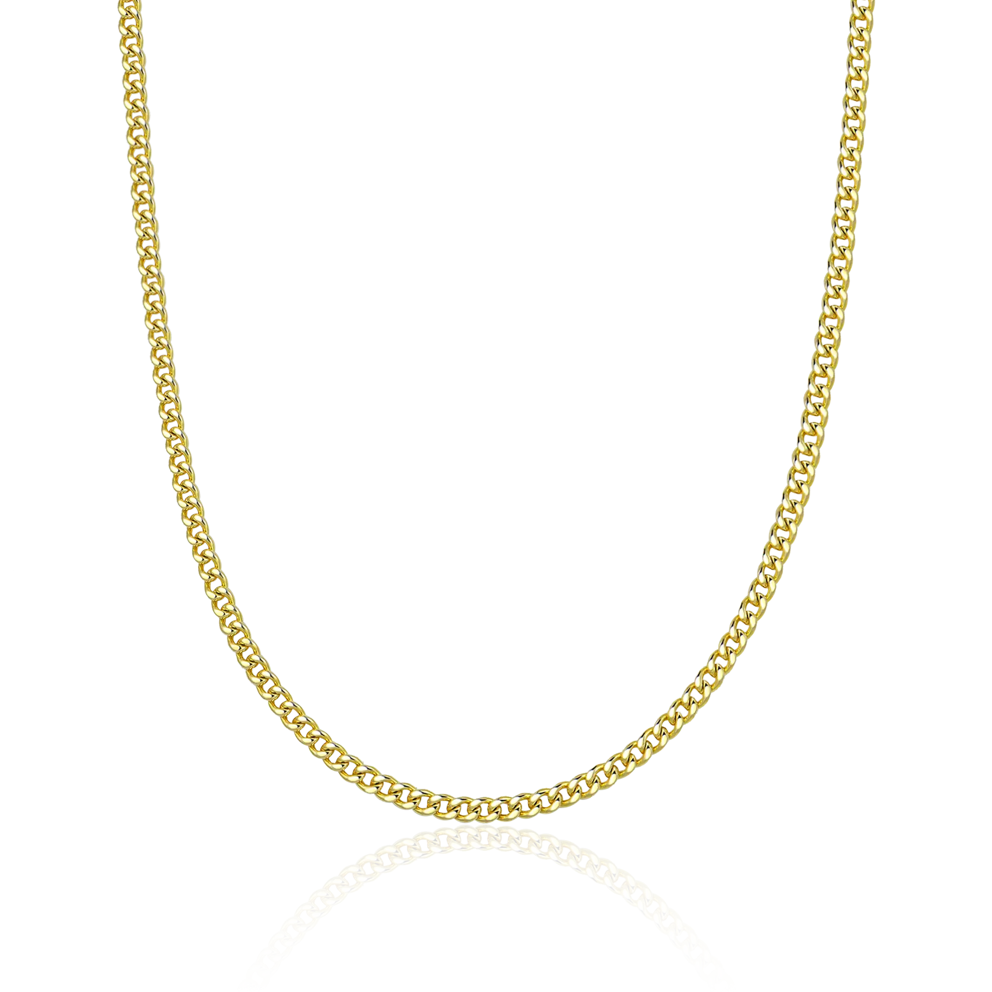 3.5mm Gold Plated Miami Cuban Curb Chain - White Gold