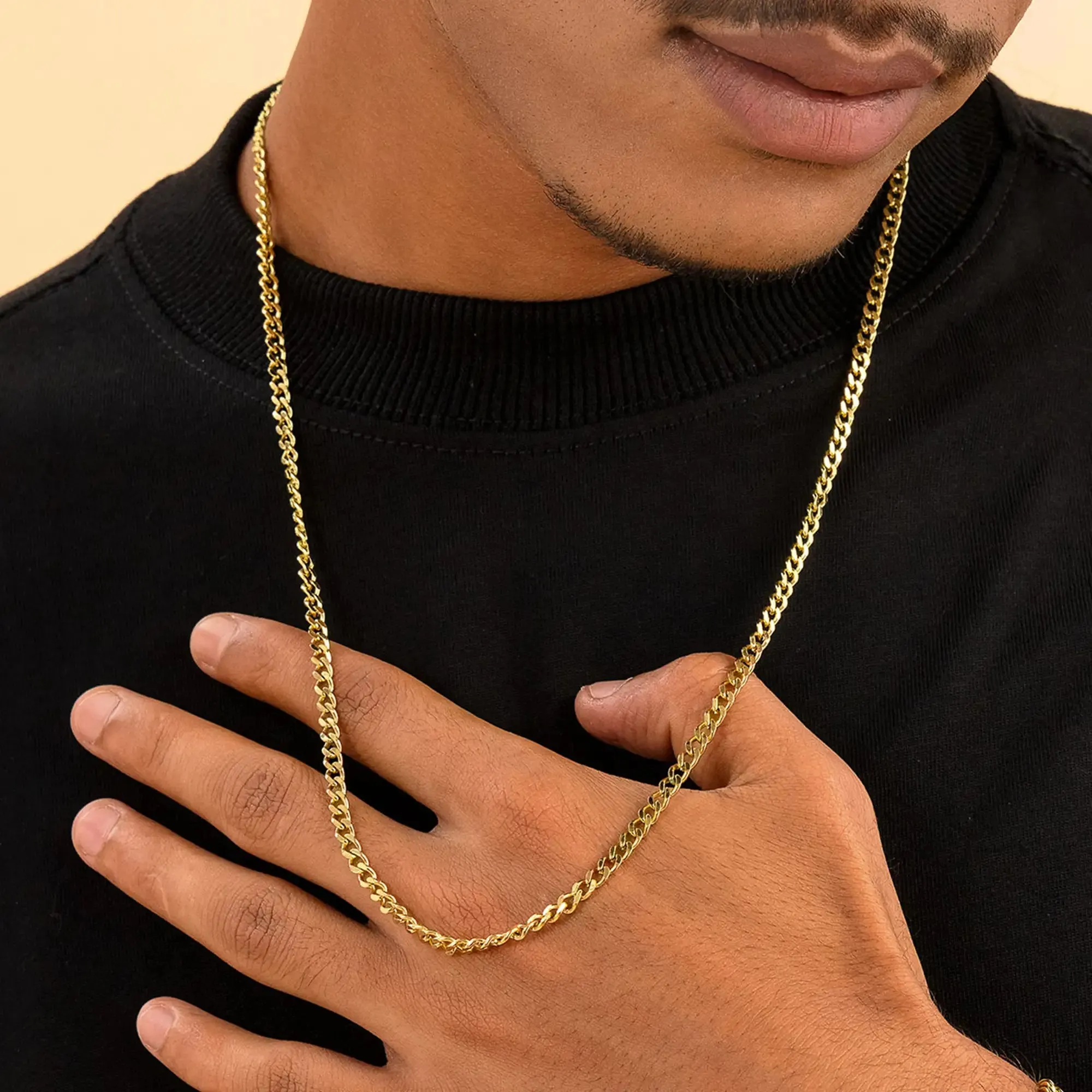 3.5mm Gold Plated Miami Cuban Curb Chain - White Gold