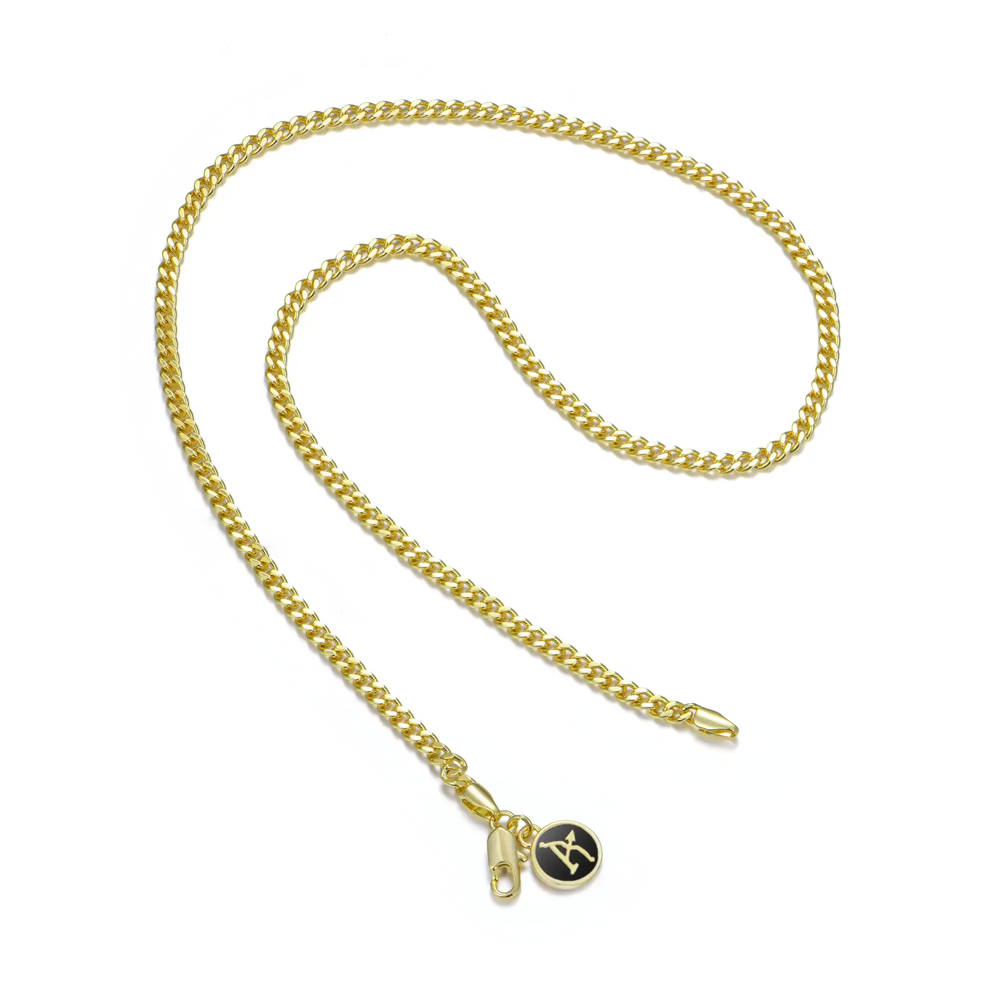 3.5mm Gold Plated Miami Cuban Curb Chain - White Gold