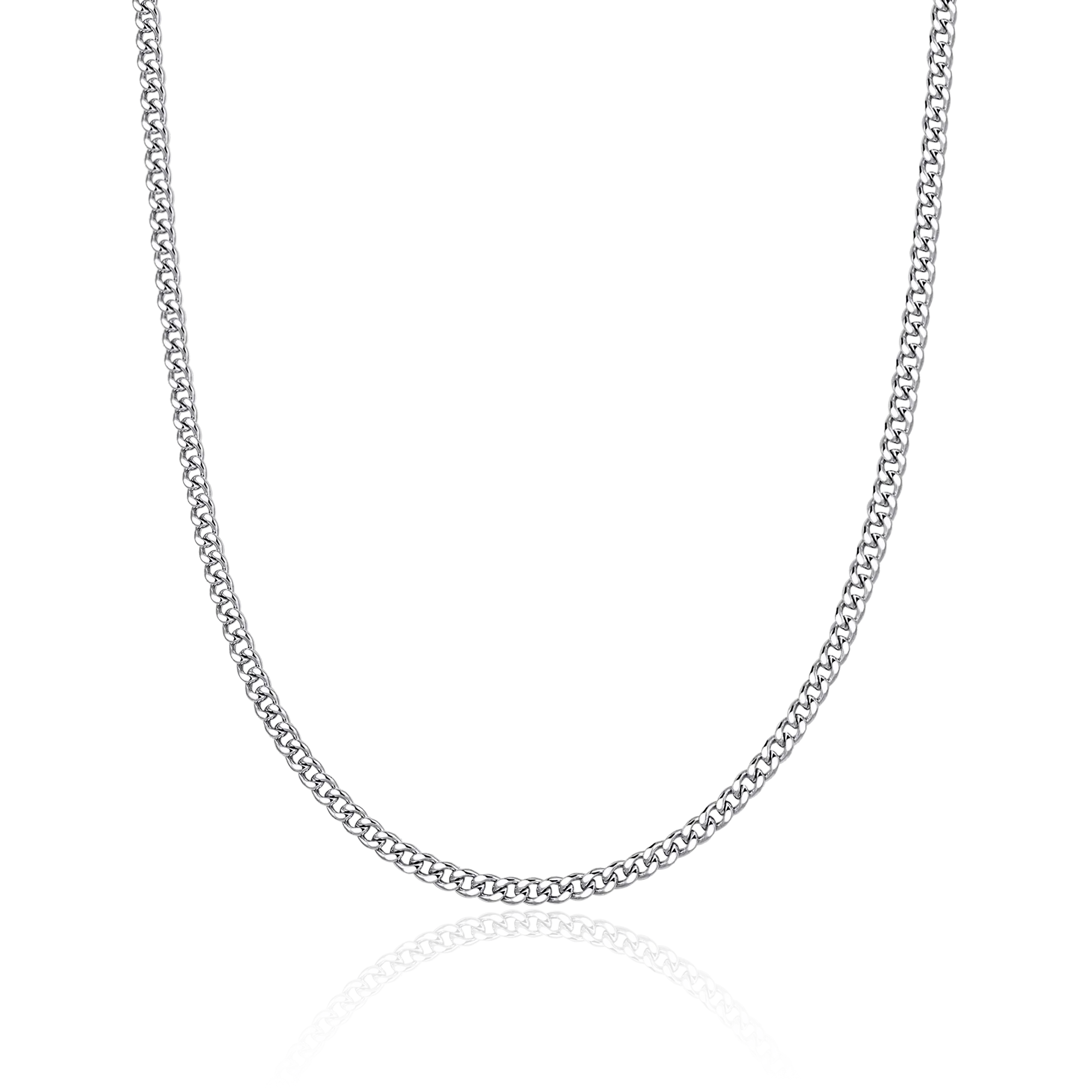 3.5mm Gold Plated Miami Cuban Curb Chain - White Gold